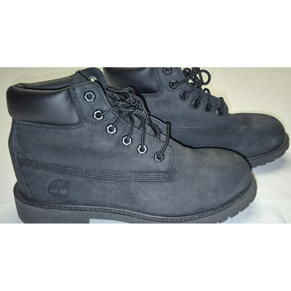 Timberland boy's black outdoor lace up leather ankle‎ boots sz. 3